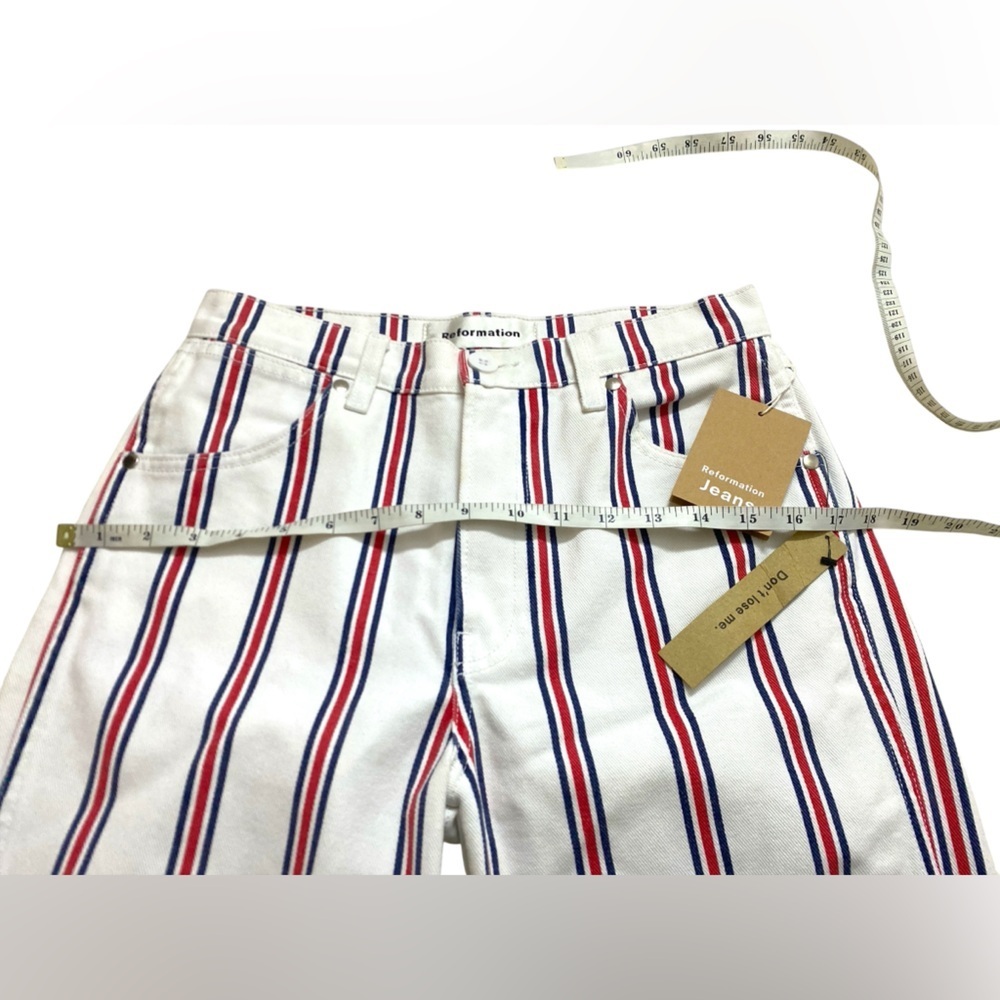 🆕Reformation - The Roper Mid Rise Striped Ankle Jean - Picture 13 of 16